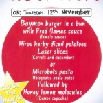 12th November 2015 - Theme Day Menu